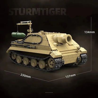 1394pcs WW2 German Sturmtiger Tank Building Blocks Military Brick Model Set