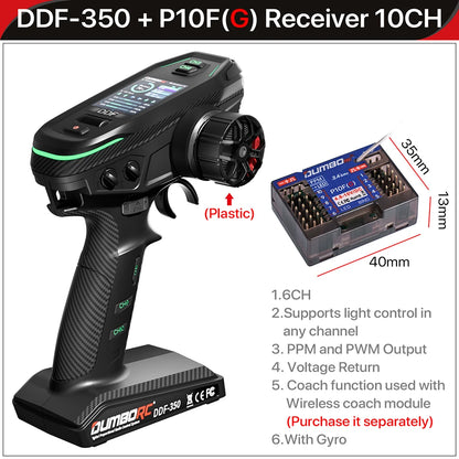 DUMBORC 10CH Controller 2.4G Transmitter Receiver for RC Car Boat Tank FHSS