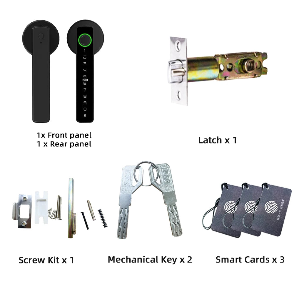RAYKUBE Tuya BLE Fingerprint Door Lock Digital Electronic Lock with Password/Key/IC Card/ Smartlife/ Tuya APP Unlock-EXPROTAS