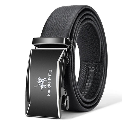 OYIFAN Leather Belt Men Automatic Buckle Ratchet Sliding Dress Black Belts
