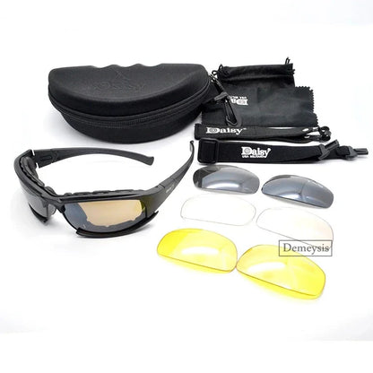 Daisy Tactical Polarized Sunglasses Goggles with 4 Lens Original Box for Men