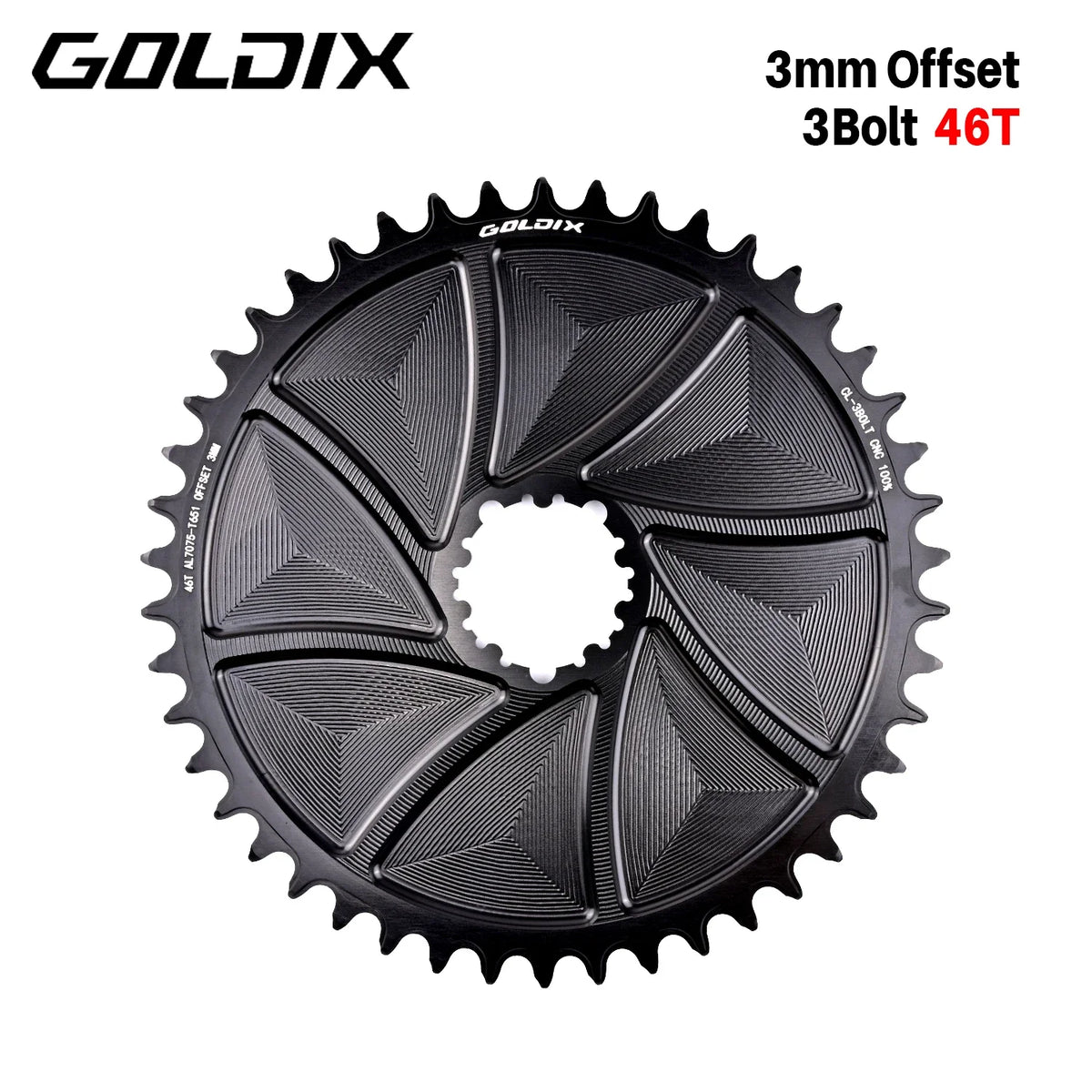 Narrow Wide Chainring 3-Bolt 3mm Offset for Goldix MTB Road Crankset