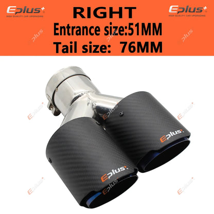 EPLUS Car Carbon Fiber Matte Muffler Tip Y Shape Double Exit Exhaust Pipe Mufflers Nozzle Decoration Universal Stainless Blue-EXPROTAS