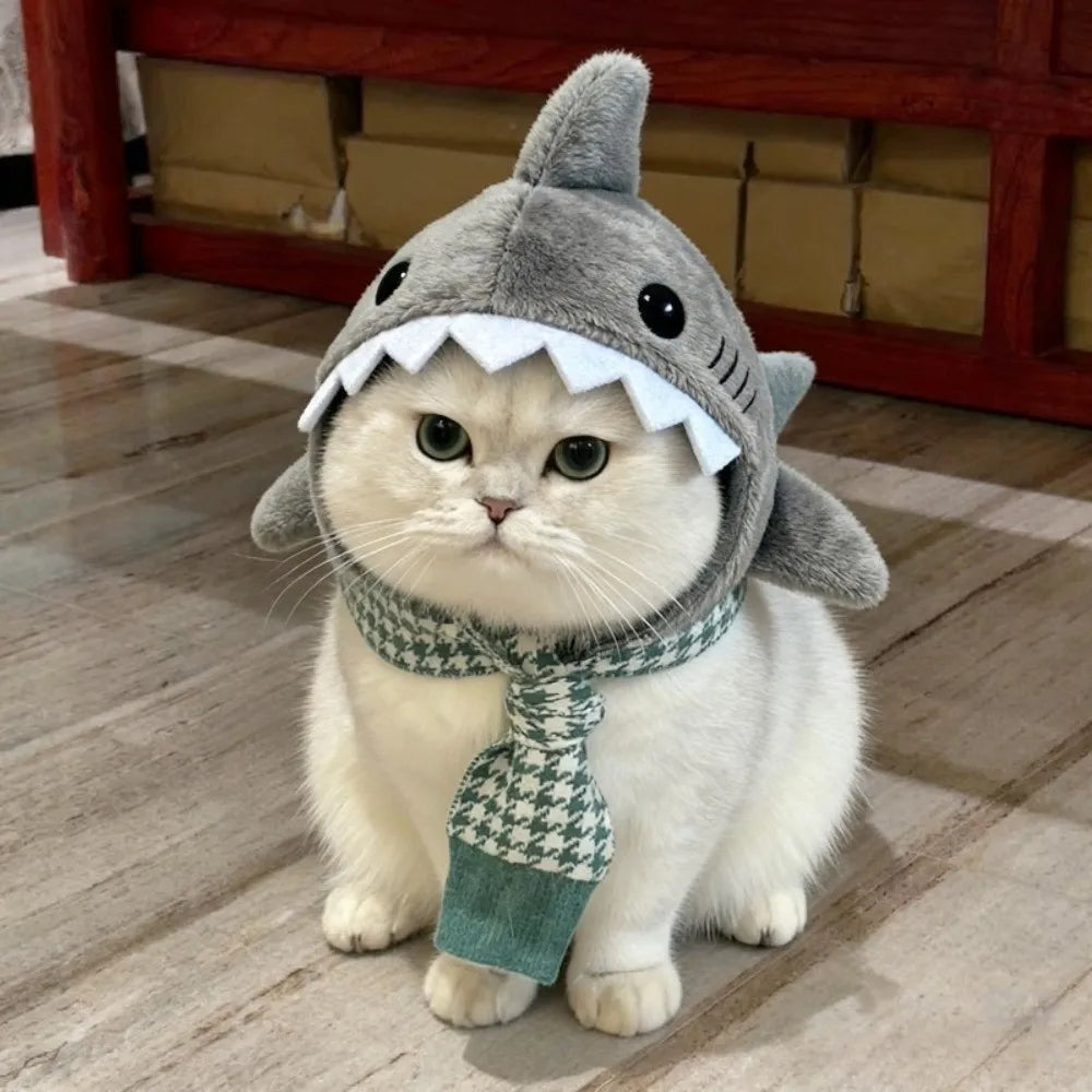 Dress Up Adjustable Cat Shark Headdress Plush Warm Cute Photo Props
