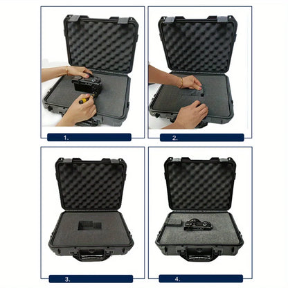 1pc Waterproof Hard Carry Tool Case w/ Pre-Cut Sponge, Impact-Resistant Storage Box