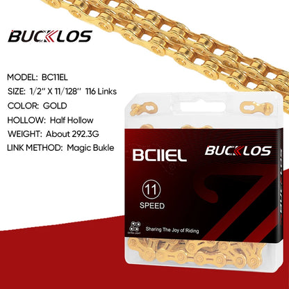 BUCKLOS 8-12 Speed Bike Chain MTB Road Bicycle Chain 116L Shimano SRAM