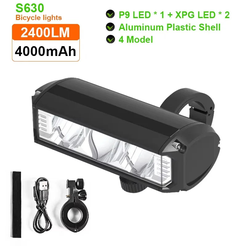 LED Bike Light 8000mAh Front Rechargeable Waterproof USB Torch Lamp