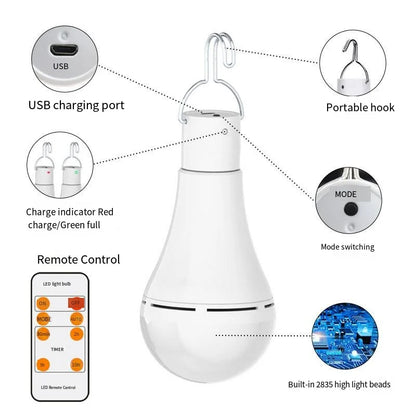 Solar Tent Light USB Rechargeable LED Hanging Lamp for Camping Outdoor