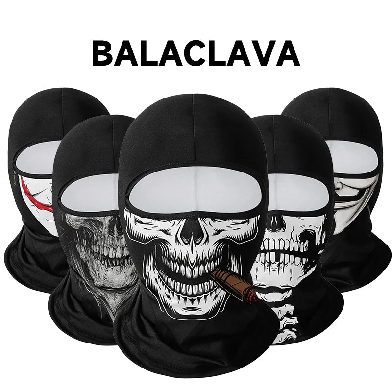 Motorcycle Balaclava Windproof Skull Full Face Mask Neck Liner Ski