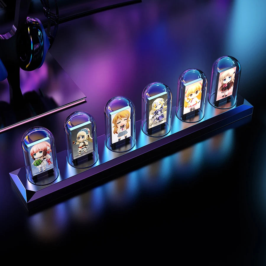 RGB Nixie Tube Clock LED Glows IPS Color Screen DIY Analog Digital Tube Night lights Gaming Desktop Home Decoration Gift Idea-EXPROTAS