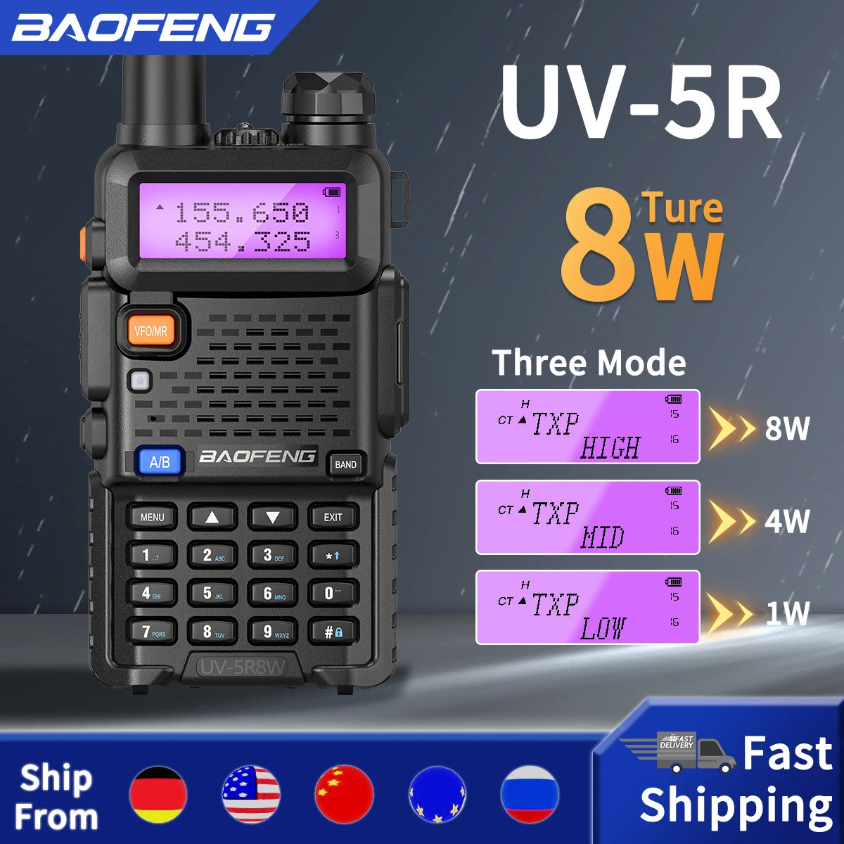 Baofeng Walkie Talkie UV 5R 5W 8W Dual Band Ham Two Way Radio Vhf Uhf FM Radio Handheld Transceiver Hunting Long Range-EXPROTAS