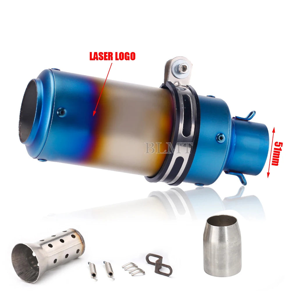Universal Stainless Steel Slip-On Exhaust Muffler Carbon Look with DB Killer 51-60mm