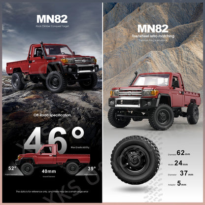 Mn82 Rc Car 1:12 Full Scale 2.4G 4WD 280 Motor Remote Control Off-Road Pickup Truck Model Car for Boys Adult Gifts-EXPROTAS