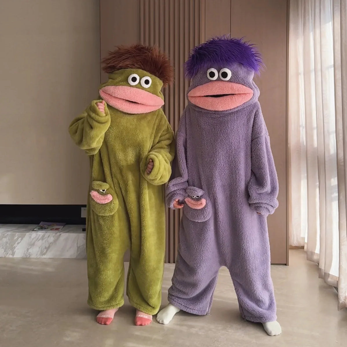 Big Mouth Monster Unisex Funny Oversized Fleece Plush Pajamas Jumpsuit