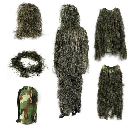 3D Ghillie Suit Camo Set 5PCS Withered Grass Hunting Outfit for Outdoor