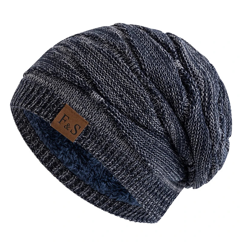 New Unisex Slouchy Winter Hat Fleece Lined Beanie Men Women Mixed Color Knit Cap - EXPROTAS