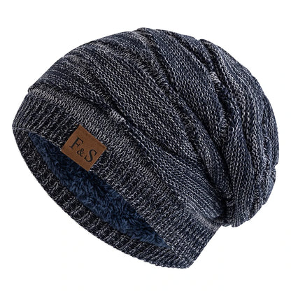 New Unisex Slouchy Winter Hat Fleece Lined Beanie Men Women Mixed Color Knit Cap - EXPROTAS