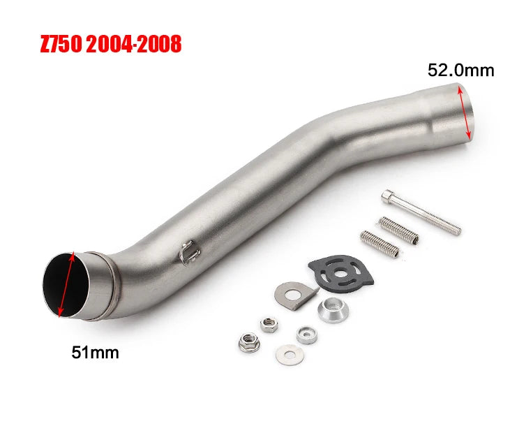 For KAWASAKI Z750 Z 750 2004 - 2008 Z800 Z 800 2013 - 2016 Years fits 51mm Motorcycle Exhaust Muffler Link Middle Tube Connect-EXPROTAS
