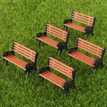 5PCS Mini Garden Ornament 1:30 Scale Park Bench Model Decor