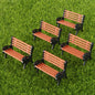5PCS Mini Garden Ornament 1:30 Scale Park Bench Model Decor
