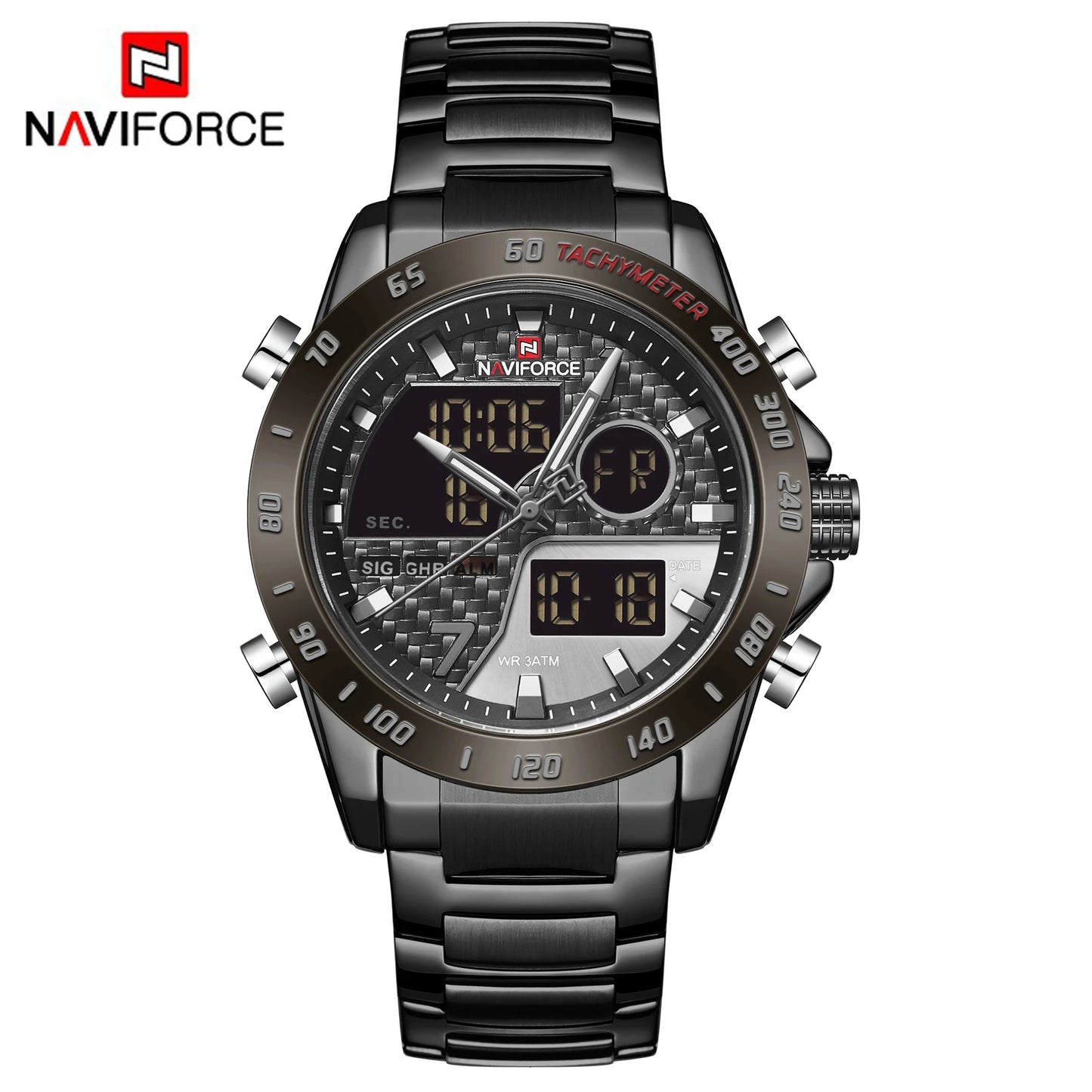 NAVIFORCE Men's Digital Sport Watch | LED Quartz Waterproof Luminous Military Style