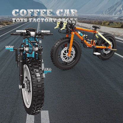 Mechanical Motion Bicycle Building Blocks MOC Mountain Bike STEM Model Toy Gift