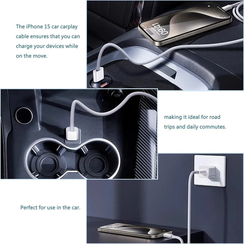 60W Fast Charger Cable USB-C Type C Quick Charging 1pcs-5pcs for iPhone