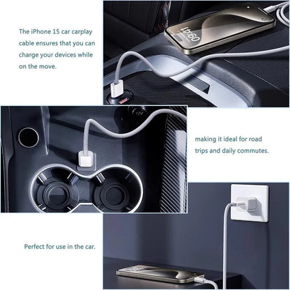 60W Fast Charger Cable USB-C Type C Quick Charging 1pcs-5pcs for iPhone