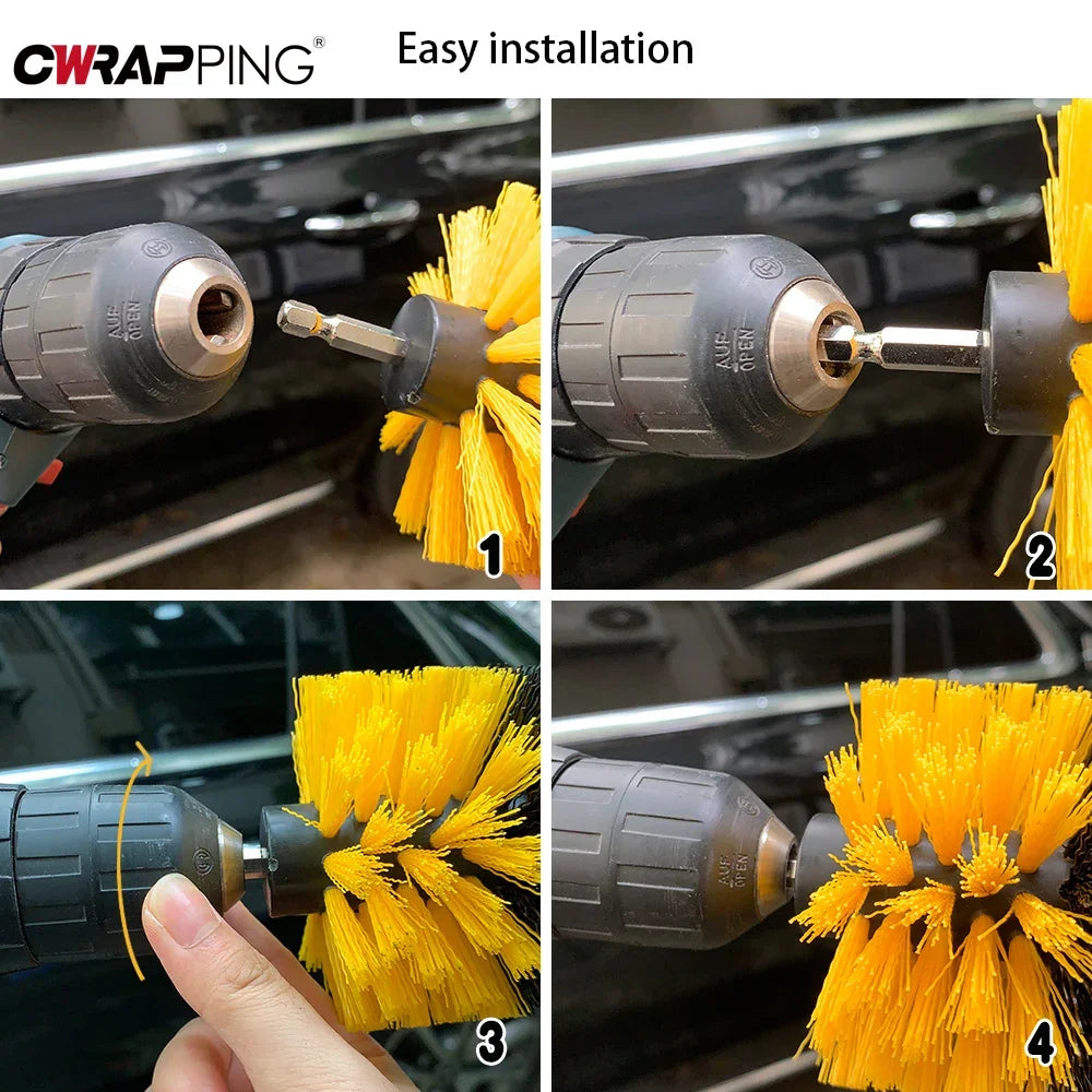 Cleaning Brush Set for Electric Drill Professional Round Bristle Brushes