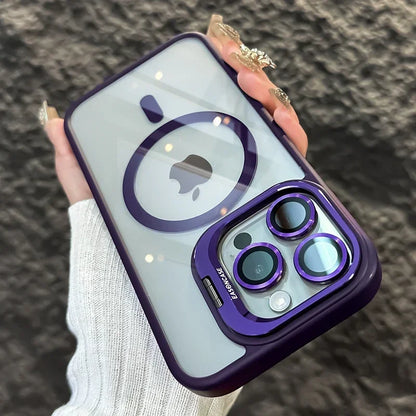 Clear Shockproof Ring Stand Case for iPhone 11-16 Pro Max Lens Protection