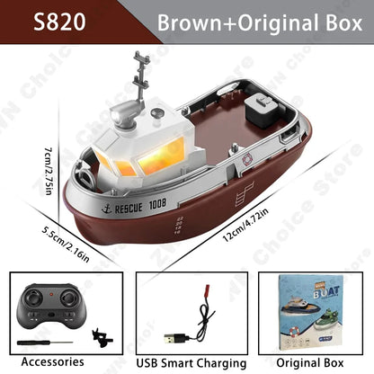 RC Boat LED Lights Wireless Control Speedboat 2.4G for Lake Gifts