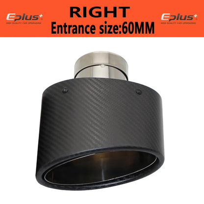 Universal Car Matte Carbon Fiber Muffler Tip Exhaust Pipe Nozzle Decoration Stainless Silver Oval 150mm Tilting Left Right-EXPROTAS