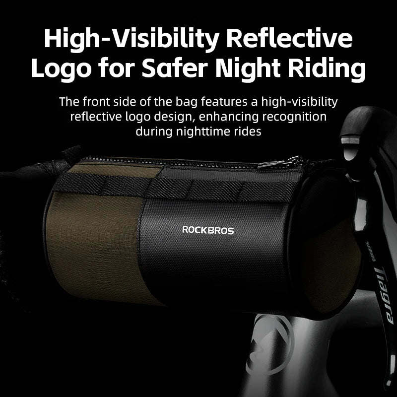 ROCKBROS Reflective Handlebar Bag 1.7L Portable Bike Front Storage Shoulder Bag Accessories