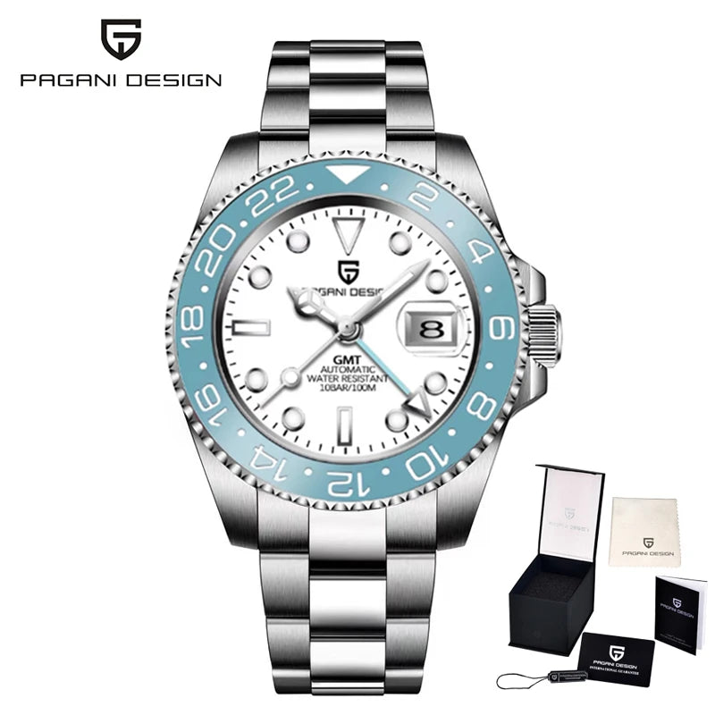 PAGANI Design PD-1662 Men’s Automatic Watch Stainless Steel Ceramic Bezel Waterproof