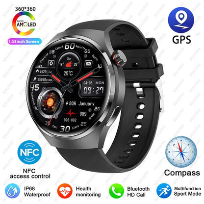 For Huawei GT4 PRO Smart Watch Men Watch 4 Pro AMOLED HD Screen Bluetooth Call GPS NFC Heart rate waterproof SmartWatch 2024 New-EXPROTAS