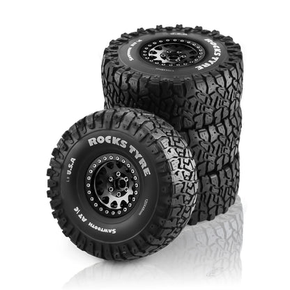 4PCS 1.9 Inch Beadlock Wheel Rims & Rubber Tire for 1/10 RC Rock Crawler Axial SCX10 RR10 AX10 Wraith 90048 90018 KM2-EXPROTAS