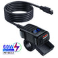 Dual USB Socket Motorcycle Charger 60W Waterproof PD QC3.0 Voltmeter Handlebar