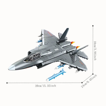 SEMBO J-35 Fighter Jet Building Blocks Military Aircraft MOC Model Bricks Toy Gift