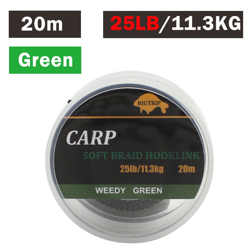 20m Carp Soft Hooklink Braid Line 15/25/35lb Uncoated Hair Rig Tackle