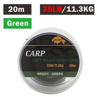 20m Carp Soft Hooklink Braid Line 15/25/35lb Uncoated Hair Rig Tackle