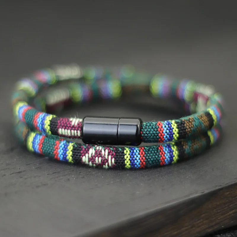 Men’s Boho Rope Bracelet Magnetic Surf Beach Pulsera Adventure Wristband