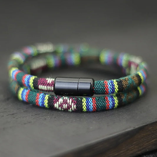 Men’s Boho Rope Bracelet Magnetic Surf Beach Pulsera Adventure Wristband