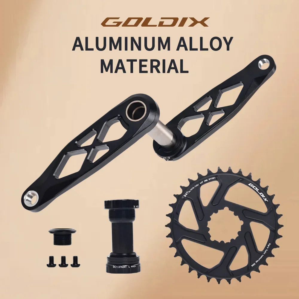 Goldix Narrow Wide Crankset 175mm MTB Square Taper Aluminum Bike Crank