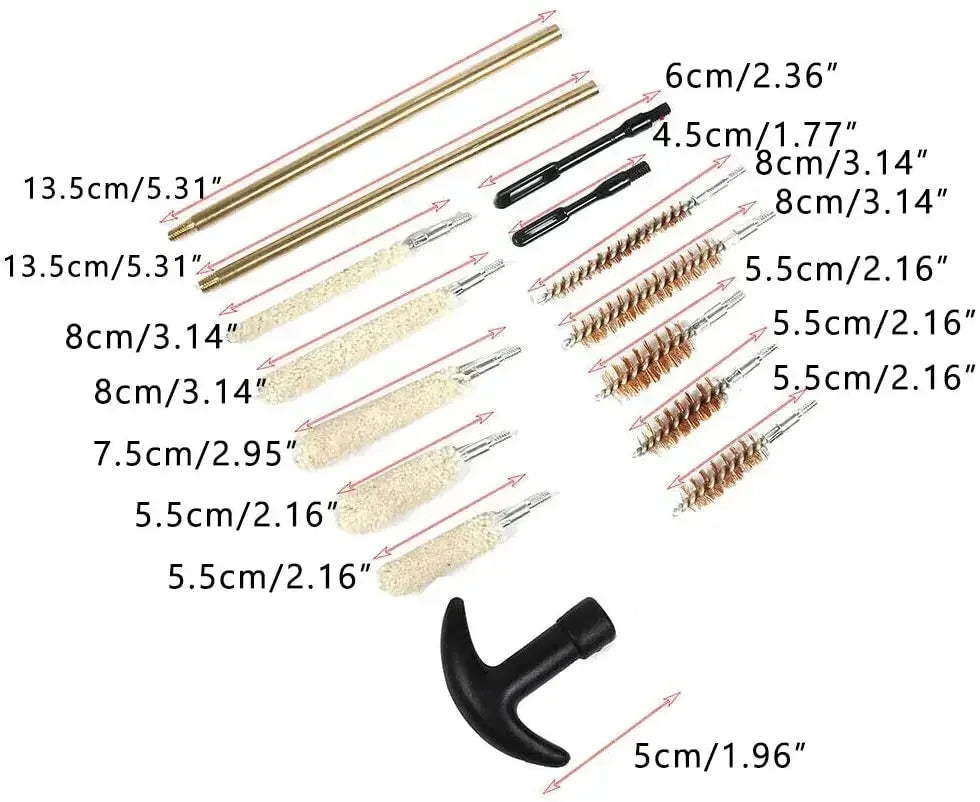 16Pcs Rod For .22/9mm/.40/357 Universal Brass Gun Cleaning Kit