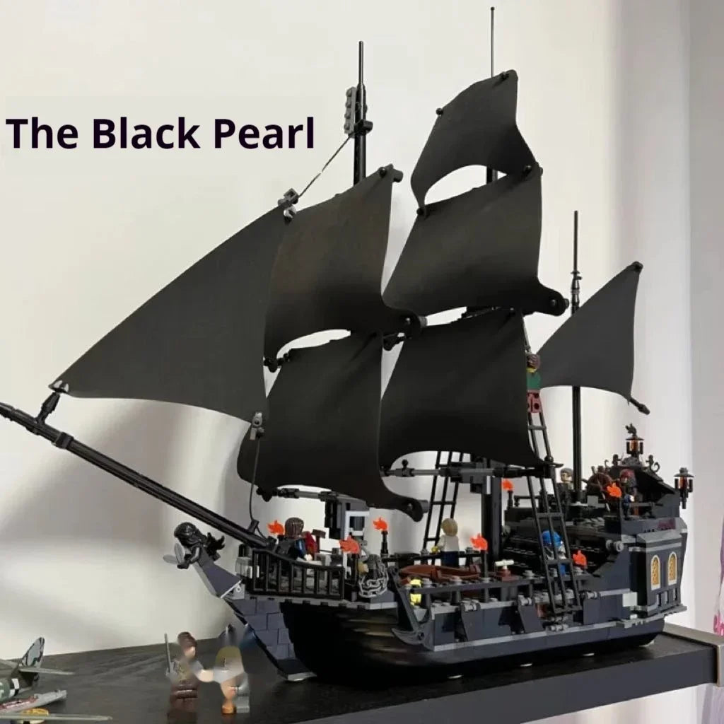 Pirates Black Pearl Ship Building Blocks 1:1 Caribbean Adventure Boat Model Toy Gift