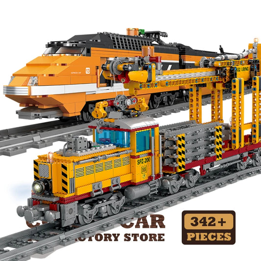 City Power MOC Train Building Blocks Railway Track Locomotive Model Kids Toys
