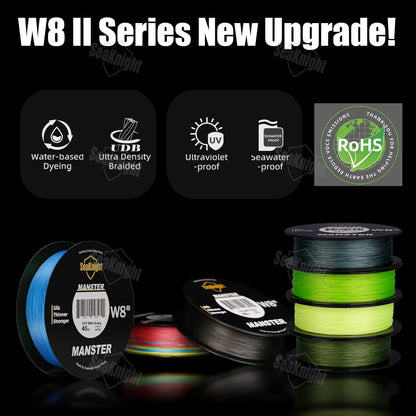 SeaKnight W8 II 500M PE Braided Fishing Line 8 Weaves Si+ Coating Salt Fresh