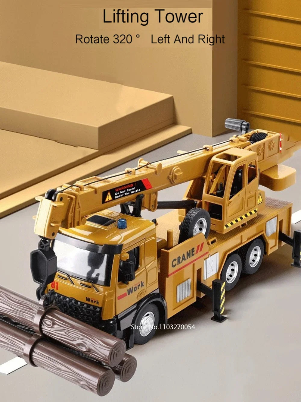 1/18 Crane Work Truck Model Toys Car Diecast Alloy Engineering Vehicle Doors Opened Sound Light Rubber Tire Toy Birthday for Kid-EXPROTAS