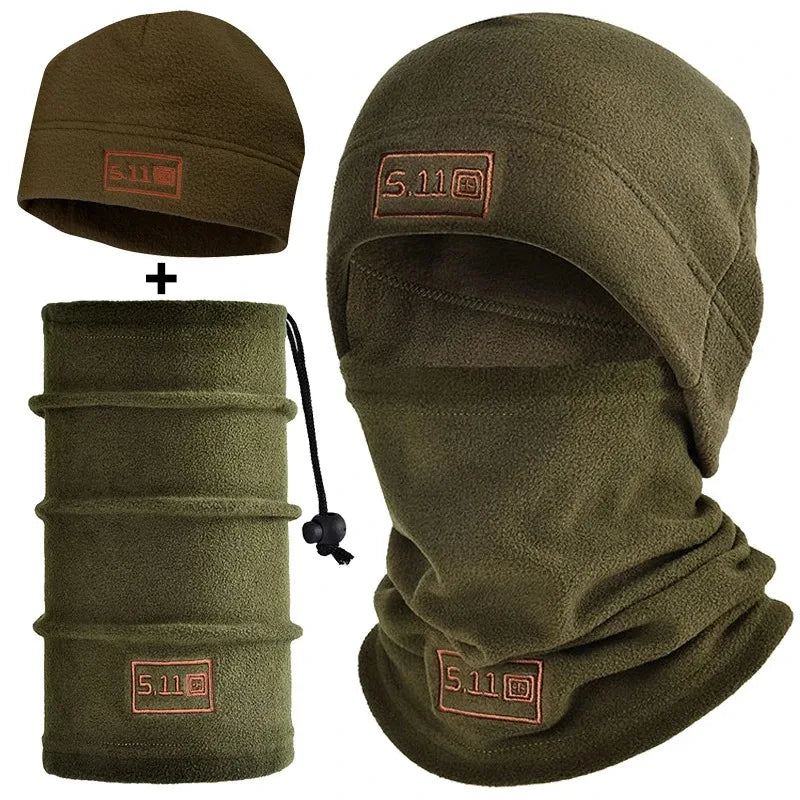 Tactical Fleece Hat Scarf Set Thermal Winter Balaclava Face Mask Cycling Neck Warmer