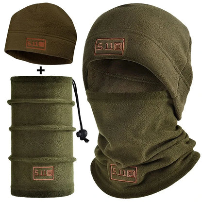 Tactical Fleece Hat Scarf Set Thermal Winter Balaclava Face Mask Cycling Neck Warmer